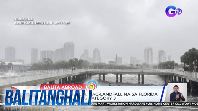 Hurricane Milton, nag-landfall na sa Florida sa Amerika bilang category 3 | Balitanghali