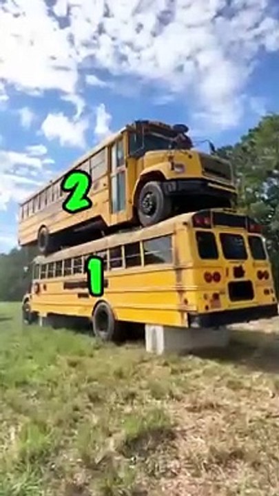 How Many School Bus Can We Stack?
