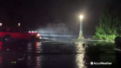 Download Video: Sarasota slammed with storm surge from Hurricane Milton