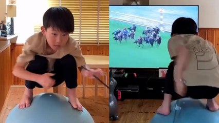 Boy, 10, trains to become jockey using bouncing ball