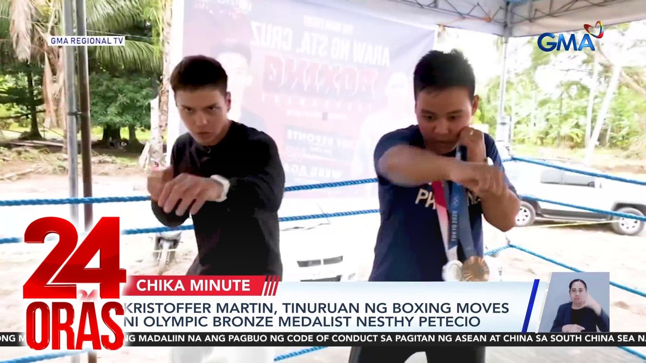 Kristoffer Martin, tinuruan ng boxing moves ni Olympic Bronze Medalist Nesthy Petecio | 24 Oras