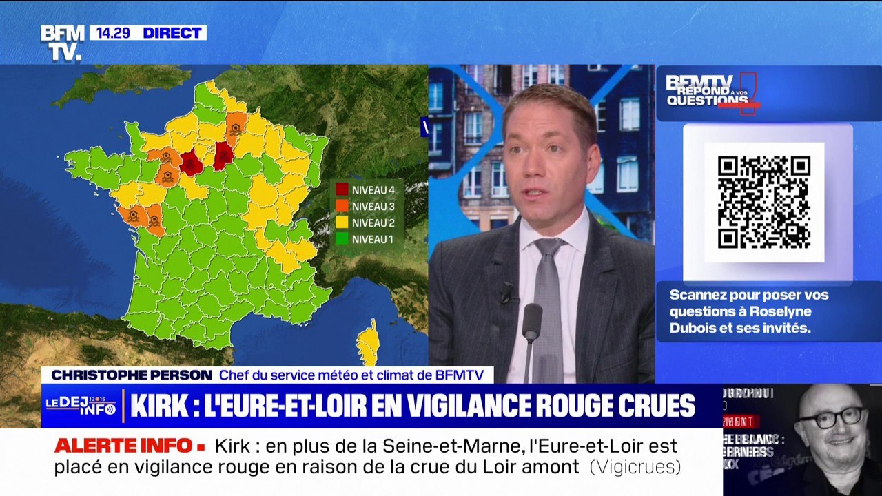 Dépression Kirk: l'Eure-et Loir rejoint la Seine-et-Marne en vigilance rouge pour crues