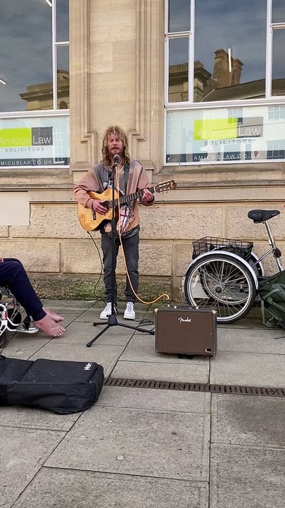 Local resident Joseph Ödubdha set up for a morning of busking outside of the Co-op on Mantle Street on Thursday, October 10 (Video: Tindle News)