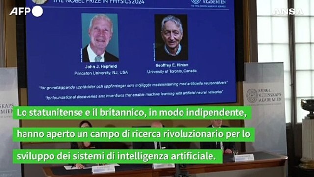 Il Nobel per la fisica a John Hopfield e Geoffrey E. Hinton per le reti neurali
