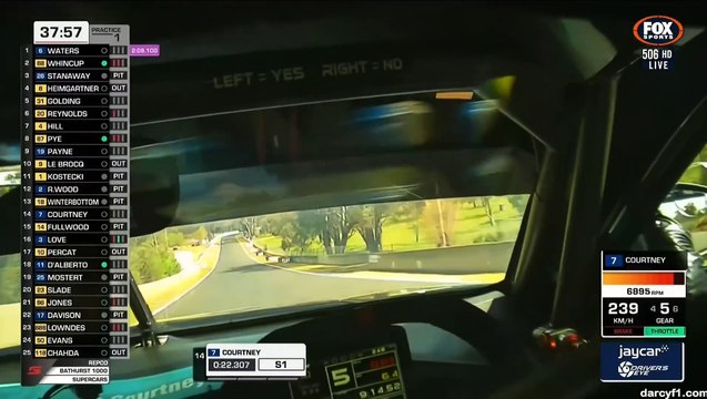 V8 Supercars 2024 1000 Km Bathurst FP1 Courtney Onboard Helmet Cam Lap