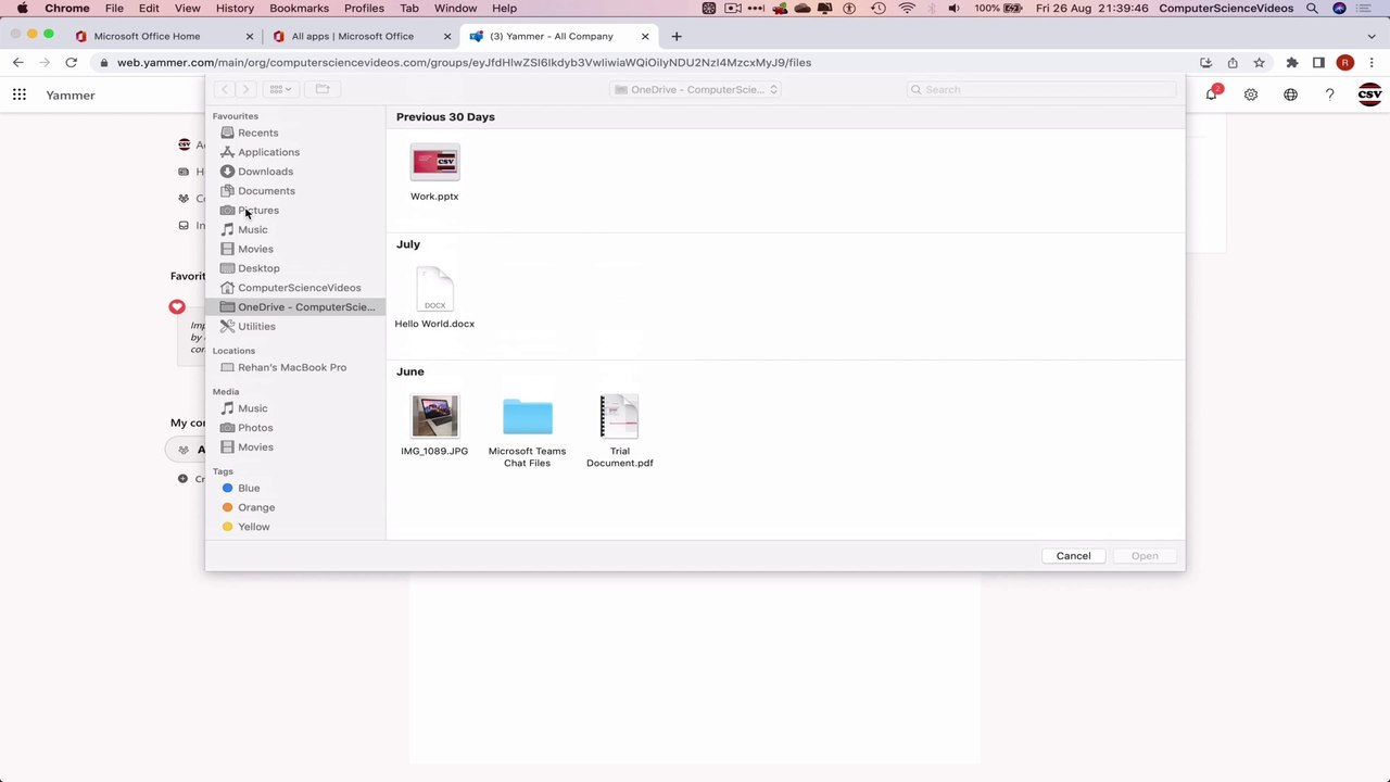 How to USE Microsoft Yammer for Office 365 On a Mac - Tutorial 11 - Upload an Excel File - New