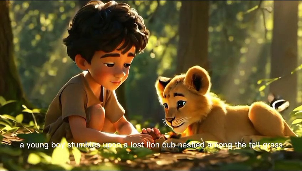 A Boy and lion cub