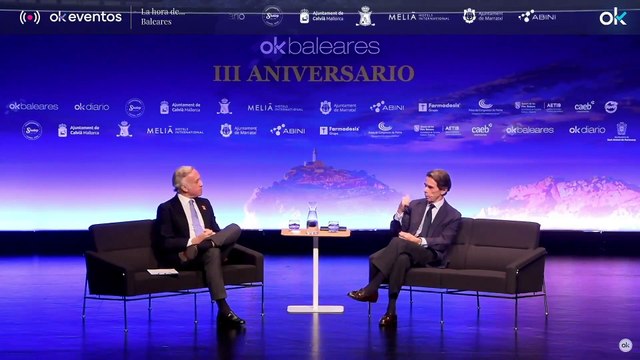 Diálogo completo entre Eduardo Inda y José María Aznar en el III Aniversario de OKBALEARES
