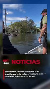 Un niño de 14 años fue encontrado flotando en un trozo de cerca y rescatado tras las inundaciones a consecuencias del huracán Milton