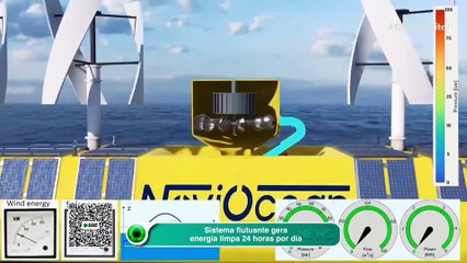 Sistema flutuante gera energia limpa 24 horas por dia