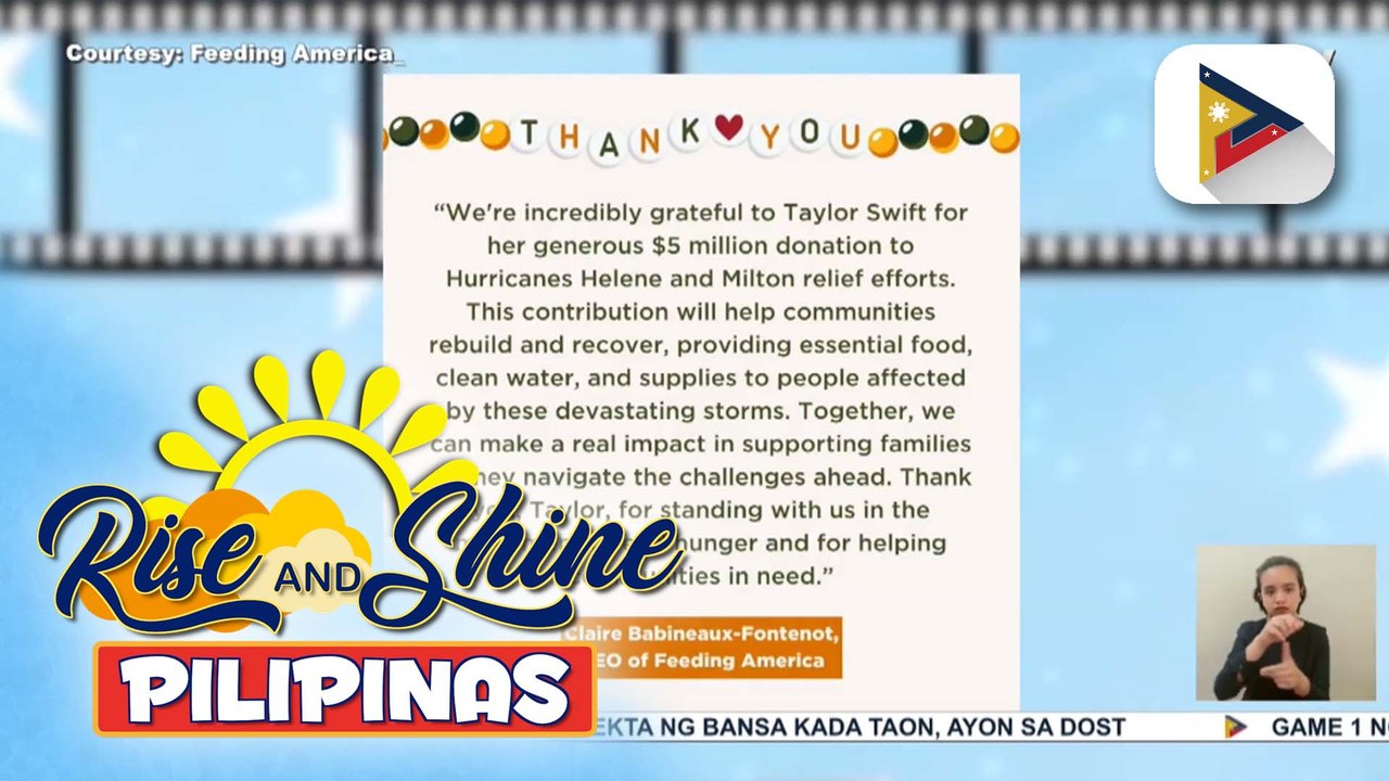 TALK BIZ | Taylor Swift, nag-donate ng $5 Million para sa US hurricane relief efforts