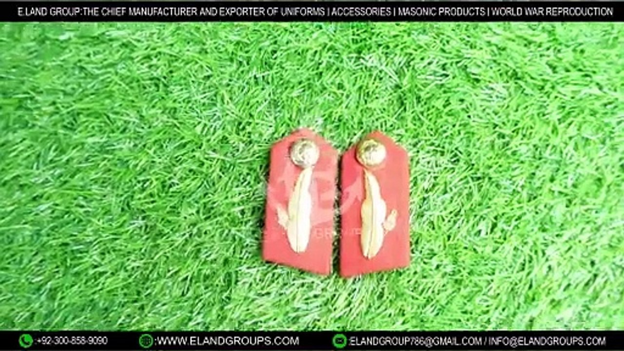 BRITISH ARMY GENERAL OFFICERS SHIRT COLLAR RANK TABS, Gorget Collar Patch Red Gold General Officers