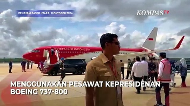 Detik-Detik Jokowi Mendarat di Bandara IKN, Pakai Pesawat Kepresidenan Boeing 737