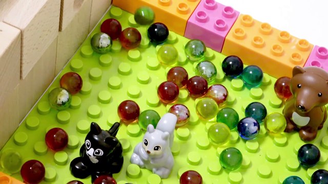 Marble run race ☆ Wooden Cuboro & HABA slope colorful cute marble .8min!Billiards.