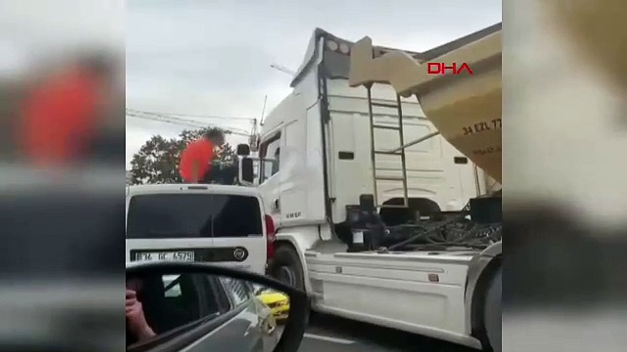İstanbul-Zeytinburnu’nda tartıştığı TIR şoförüne yetişmek için aracının üzerine çıktı