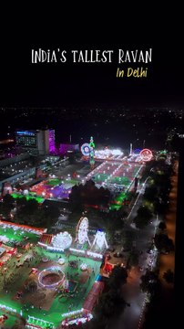 India's tallest Ravan 211 ft height is now there in Dwarka sector 10, Delhi Share with whom you wanna visit here [Ramlila, Dussehra mela, Navratri Special, India's tallest Ravan 211ft, Drone video, Delhi reels, Delhi Diaries, Delhi blogger, Dwarka secto