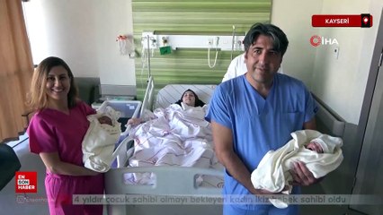 Kayseri’de 4 yıl sonra gelen çifte mutluluk