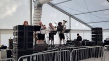 Oompah band leading Oktoberfest at Chepstow Races