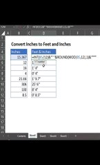 Convert Inches to Feet  #advancedexceltutorial #exceltraining #exceltutorial #freeexceltutorial