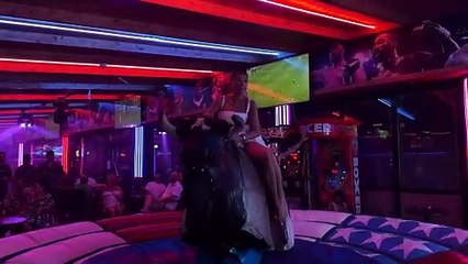 Spanish Resort Rodeo Pretty  Girls Riding on a Bull in Benidorm ｜ Mechanical Bull 4K. EPIC FAIL 6