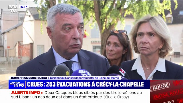 Crues: Vous imaginez le traumatisme chez les gens , déclare Jean-François Parigi, président du département de Seine-et-Marne, à Crécy-la-Chapelle