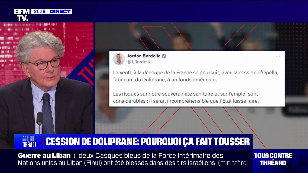 Thierry Breton, ancien commissaire européen, à propos de Jordan Bardella: "Je l'ai beaucoup plus rencontré dans les couloirs que dans l'hémicycle" du Parlement européen