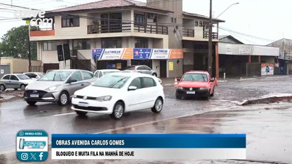 Download Video: Bloqueio na Avenida Carlos Gomes causa congestionamento nesta sexta-feira (11) Com máquinas na pista e ruas fechadas, longas filas de veículos se formaram