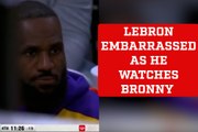 LeBron James looks embarrassed as he watches Bronny make mistakes in Lakers game