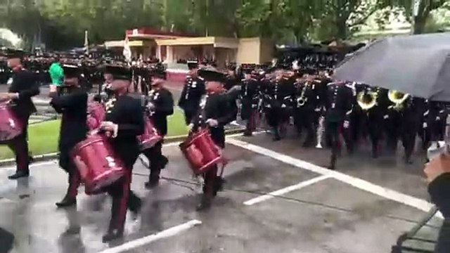 La lluvia afea el Día de la Hispanidad, el primero de Leonor como guardiamarina