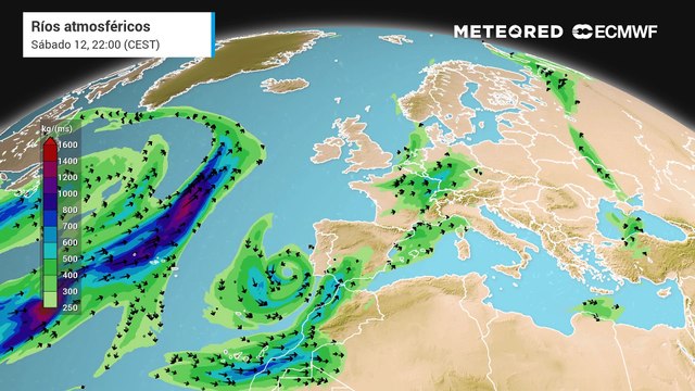Ríos atmosféricos de humedad para los próximos días. Los restos del huracán Leslie contribuirán a ello.