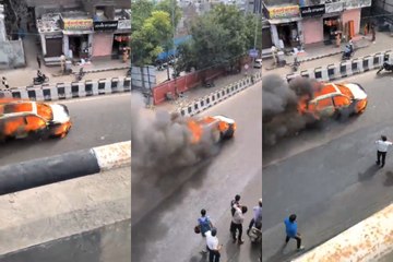 राजधानी की सड़कों पर दौड़ी 'बर्निंग कार', लोग चिल्लाते रहे; फिर ये हुआ...देखें Video