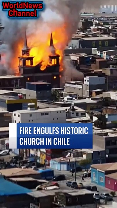 Massive Fire Devours Historic Church in Chile: Rescue Teams Battle the Blaze #4