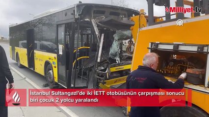 İETT otobüsleri kafa kafaya çarpıştı: Yaralılar var