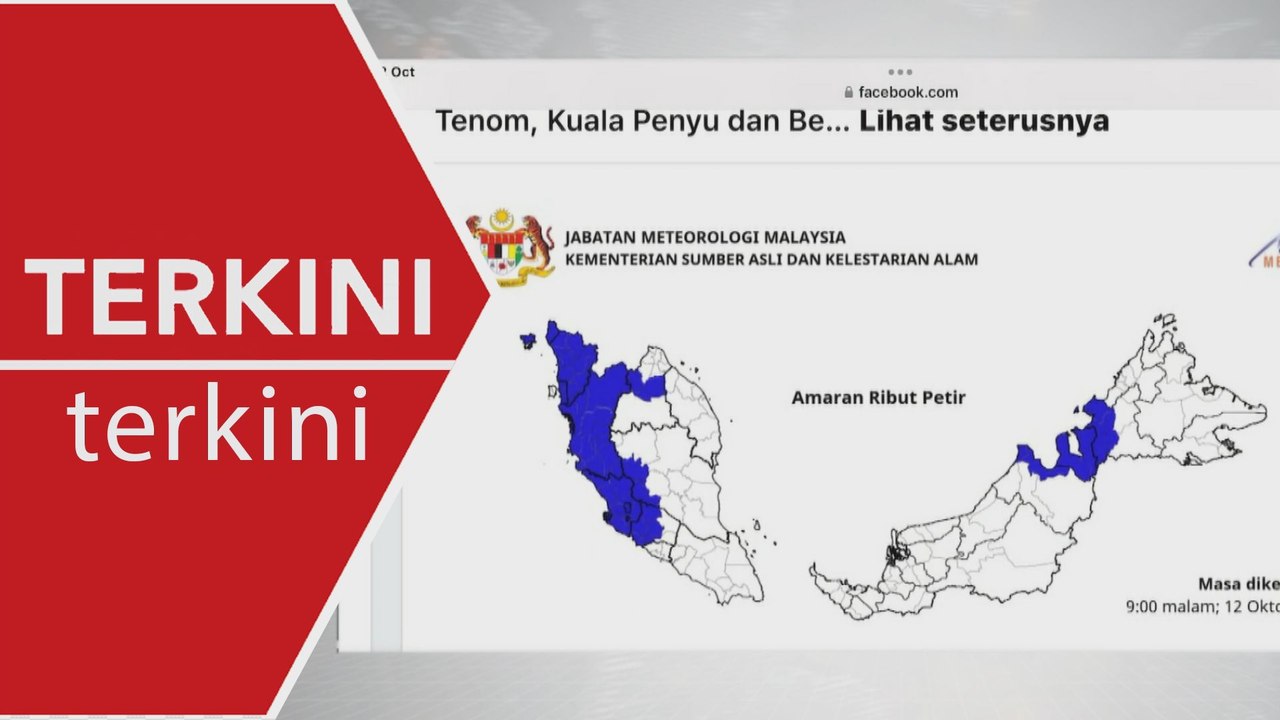[TERKINI] Amaran ribut petir, hujan lebat di 10 negeri