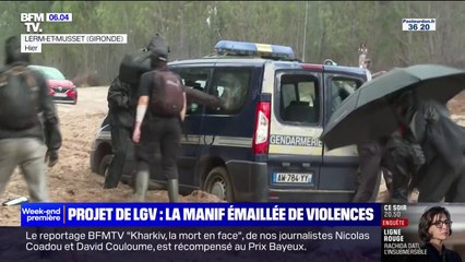 La manifestation anti-LGV en Gironde émaillée de violences, un véhicule de gendarmerie détruit