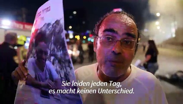 Es ist alles Netanjahus Schuld : Wütender Protest von Geisel-Angehörigen