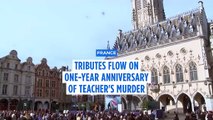 Tribute ceremony held on one-year anniversary of French teacher's murder