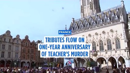 Tribute ceremony held on one-year anniversary of French teacher's murder