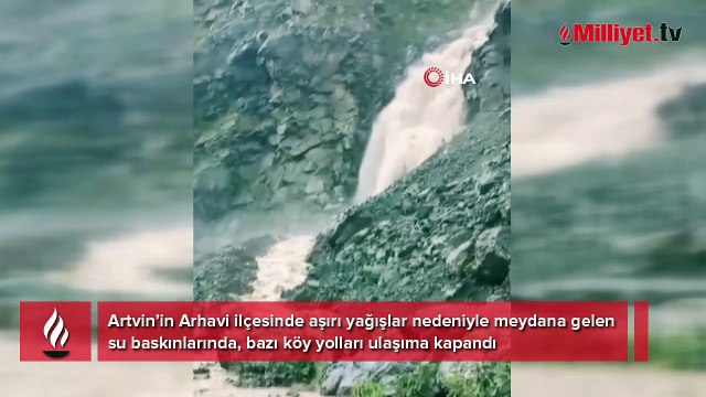Artvin'de sağanak hayatı olumsuz etkiledi! Bazı köy yolları ulaşıma kapandı