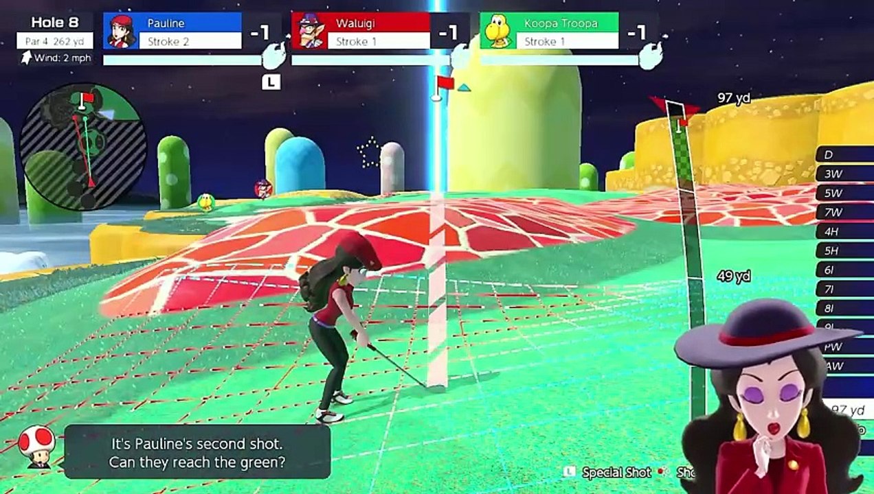 Mario Golf Super Rush Pauline vs Waluigi vs Koopa at All Star Summit