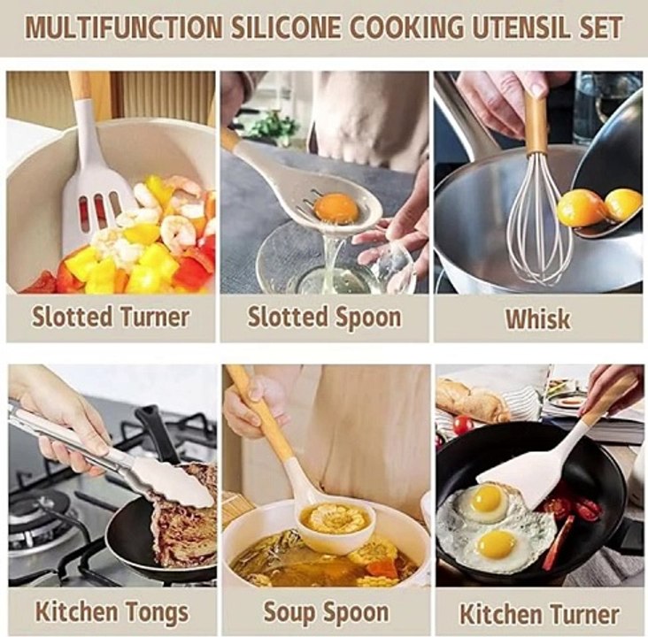 Umite Chef Kitchen Cooking Utensils Set, 33 pcs Non-Stick Silicone Cooking Kitchen