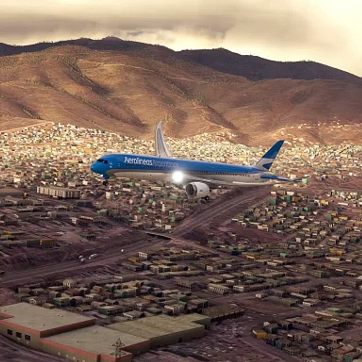 A aeronave Boeing 787 da Aerolineas Argentinas logo chegou ao aeroporto