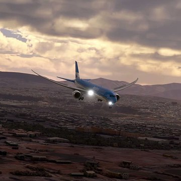 Abaixando as rodas do Boeing 787 Aerolineas Argentinas para pousar imediatamente