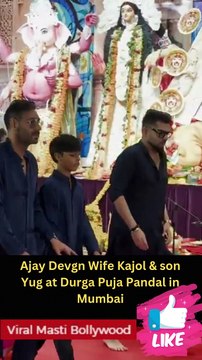 Ajay Devgn Wife Kajol & son Yug at Durga Puja Pandal in Mumbai