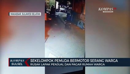 Terekam CCTV Penyerangan Sekelompok Pemuda Bermotor, Rusak Pagar Dan Lapak Jualan