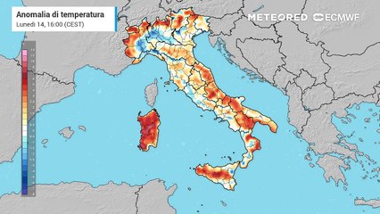 Centro e Sud Italia con temperature diurne sopra alla media del periodo