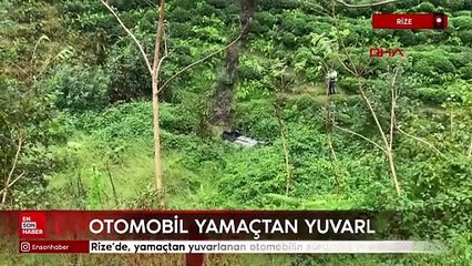 Rize'de yamaçtan yuvarlanan otomobilin sürücüsü yaralandı