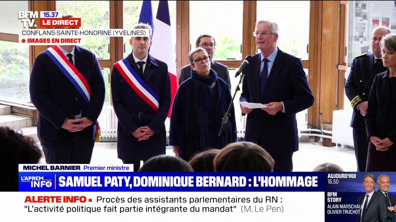 Hommage à Samuel Paty et Dominique Bernard: "C'est un moment important, ce sont deux hommes qu'il ne faut pas oublier", déclare Michel Barnier