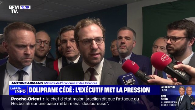 Le Doliprane continuera à être produit en France , affirme le ministre de l'Économie, Antoine Armand, depuis le site de Sanofi qui produit le médicament