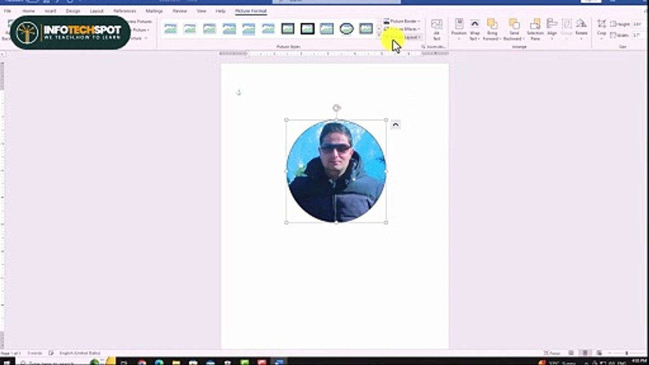 How to Insert Images into Shapes in Microsoft Word | create circle picture in Word ‪@infotechspotpk‬